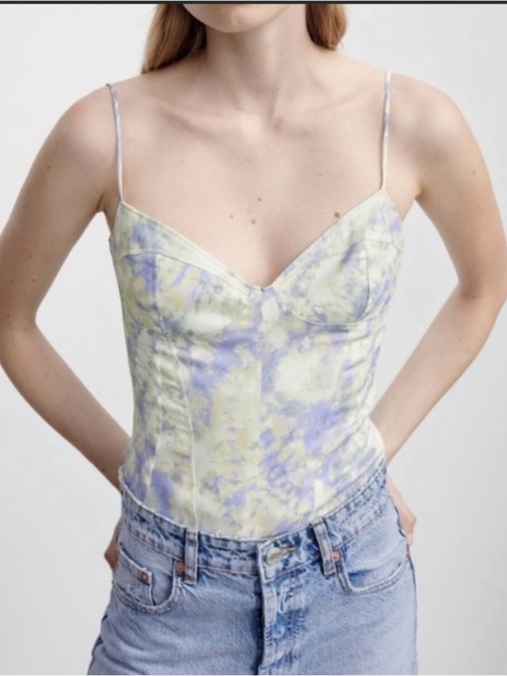 Zara Pastel Tie-Dye Corset Bodysuit